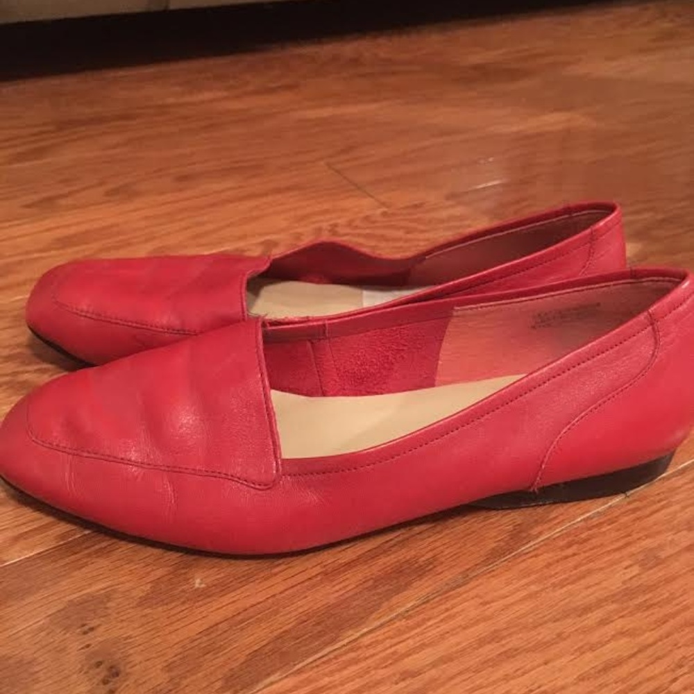 Red Genuine Leather Flats